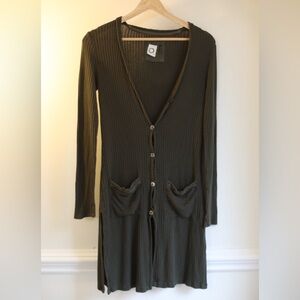 Anthropologie Akemi + Kin Ribbed Button-Front‎ Cardigan Dress | XS